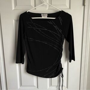 Iz Byer California Black Jeweled Top M